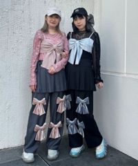 PRECIOUS RIBBON PLEATS WRAP SKIRT LAYERED PANTS | Candy Stripper