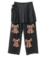 PRECIOUS RIBBON PLEATS WRAP SKIRT LAYERED PANTS | Candy Stripper