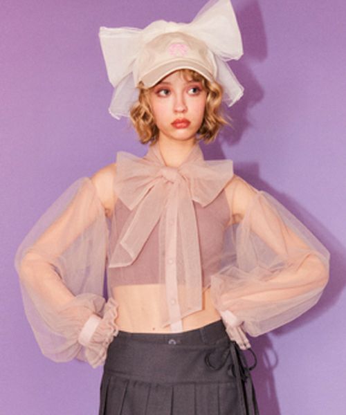 RIBBON TULLE BLOUSE | Candy Stripper（キャンディ ストリッパー 