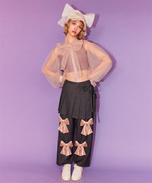 RIBBON TULLE BLOUSE | Candy Stripper（キャンディ