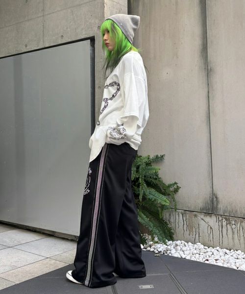 CANDY STRIPPER ボンテージ ジップ パンク スウェット Candy Stripper / WHATEVER HOODIE 黒X白 I-25-07-09-043-PU-TO