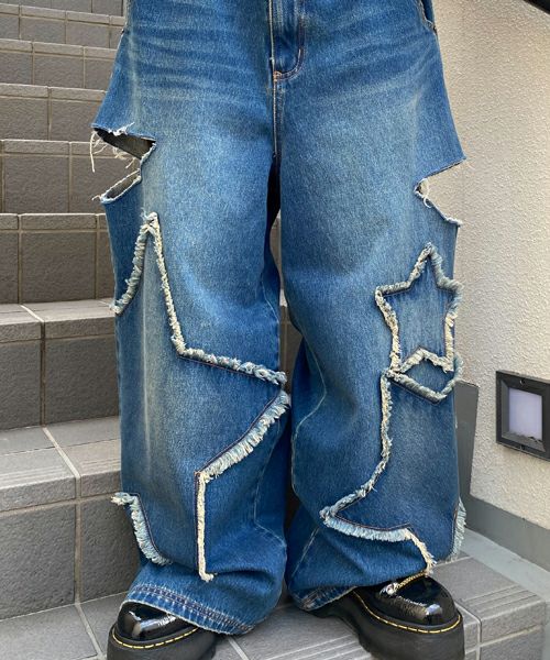 キャンスパ FULL OF PATCHES DENIM PANTS Mサイズ Candy Stripper（キャンディストリッパー）の「FULL OF PATCHES