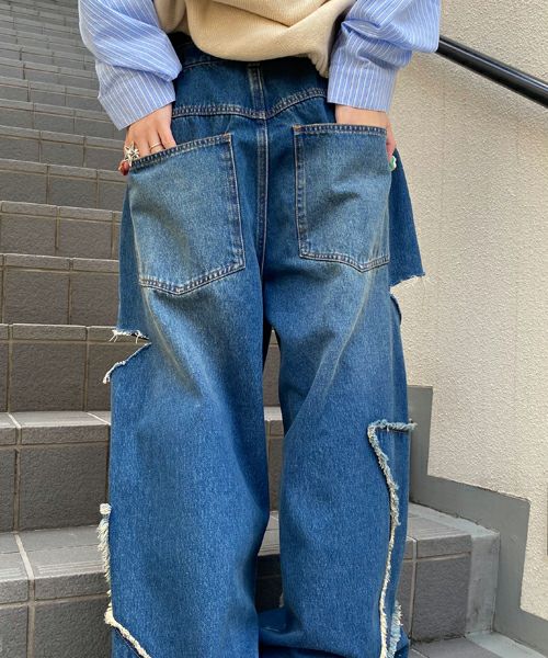 STAR PATCHED DENIM PANTS | Candy Stripper（キャンディ