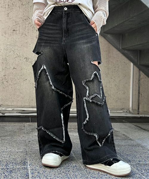 STAR PATCHED DENIM PANTS | Candy Stripper（キャンディ