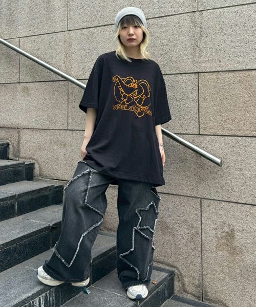 STAR PATCHED DENIM PANTS | Candy Stripper（キャンディ