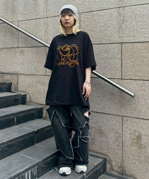 STAR PATCHED DENIM PANTS | Candy Stripper（キャンディ