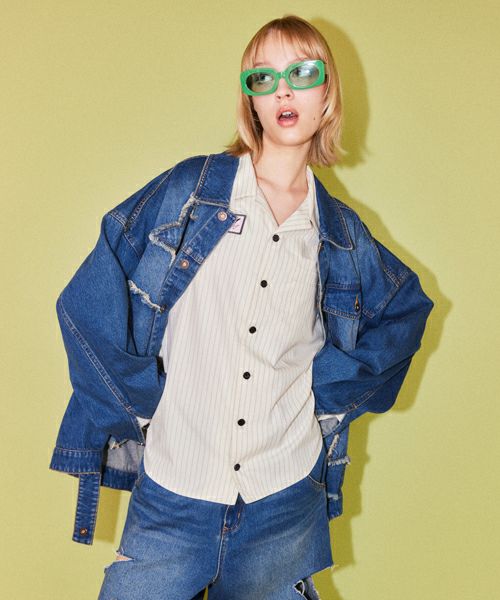 【美品】キャンディストリッパー　パッチワーク　デニムブルゾン　ダメージ加工　M STAR PATCHED DENIM JACKET | Candy Stripper（キャンディ