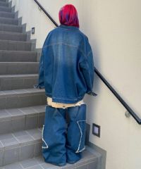 【美品】キャンディストリッパー　パッチワーク　デニムブルゾン　ダメージ加工　M COMBINED DENIM JACKET | Candy Stripper（キャンディ