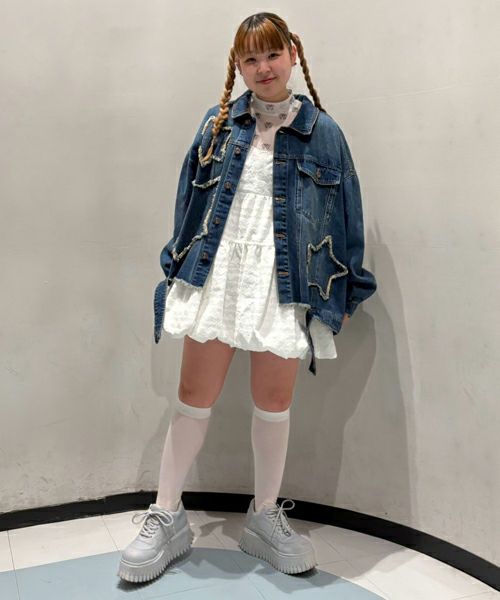 STAR PATCHED DENIM JACKET | Candy Stripper（キャンディ