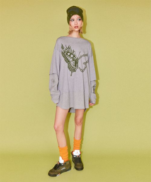 【最終値下げ】キャンディストリッパー トップス パフスリーブ FIRE BUTTERFLY LAYERED TOPS | Candy Stripper（キャンディ