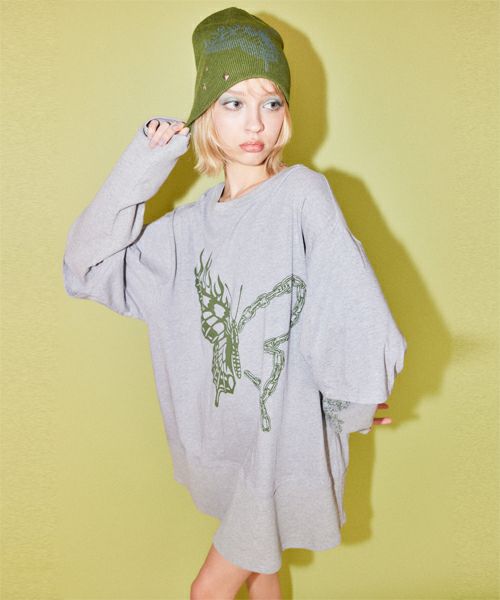 Candy Stripper STICKERS LAYERED トップス FIRE BUTTERFLY LAYERED TOPS | Candy Stripper（キャンディ