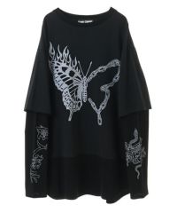 Candy Stripper STICKERS LAYERED トップス FIRE BUTTERFLY LAYERED TOPS | Candy Stripper（キャンディ