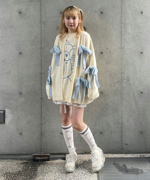 キャンディーストリッパー リボンニットカーディガン　パンツ　セットアップ キャンディーストリッパー リボンニットカーディガン パンツ