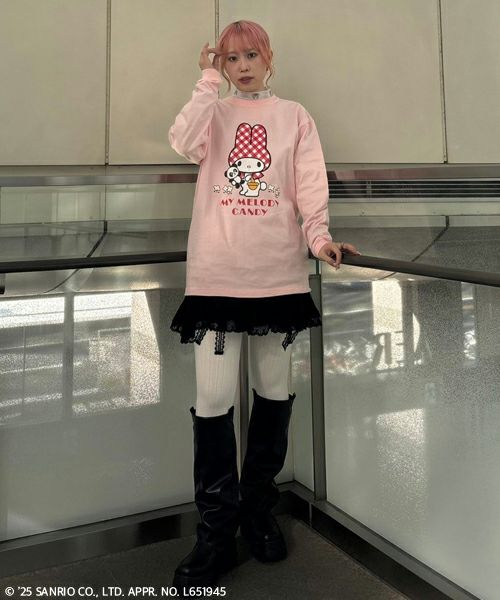 MY MELODY】HUGGING PEPE L/S TEE | Candy Stripper（キャンディ