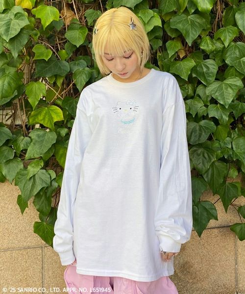 トップス Candy Stripper ANGEL HELLO KITTY TEE ANGEL 【HELLO KITTY】RHINESTONE L/S TEE | Candy Stripper