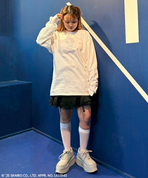 トップス Candy Stripper ANGEL HELLO KITTY TEE ANGEL 【HELLO KITTY】RHINESTONE L/S TEE | Candy Stripper