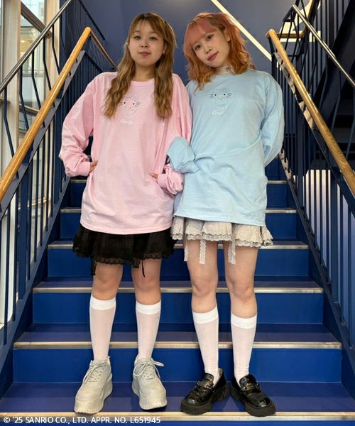 トップス Candy Stripper ANGEL HELLO KITTY TEE ANGEL 【HELLO KITTY】RHINESTONE L/S TEE | Candy Stripper
