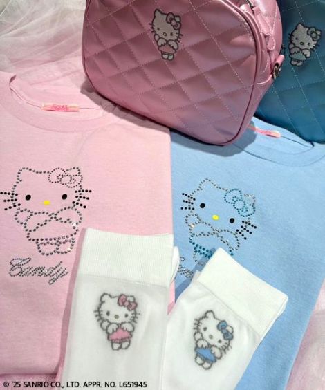 ANGEL 【HELLO KITTY】RHINESTONE L/S TEE | Candy Stripper