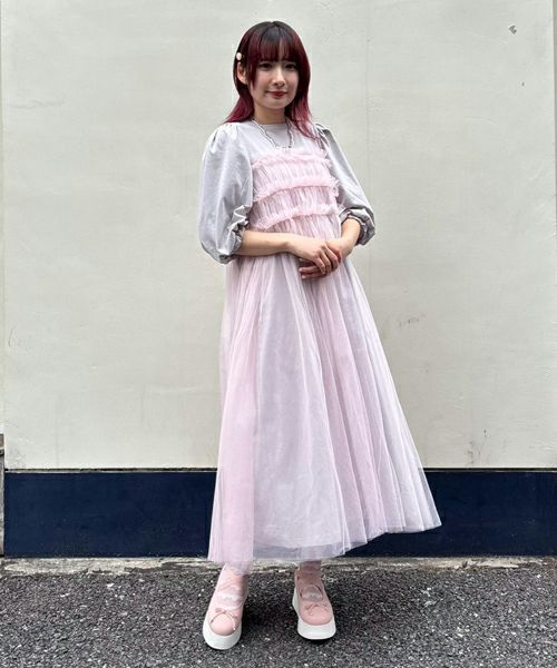 GATHERED TULLE LAYERED DRESS | Candy Stripper（キャンディ