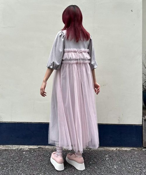 GATHERED TULLE LAYERED DRESS | Candy Stripper（キャンディ