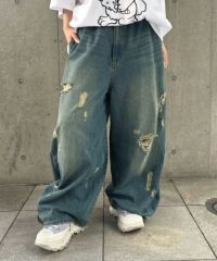 CURVE DAMAGE DENIM PANTS | Candy Stripper（キャンディ