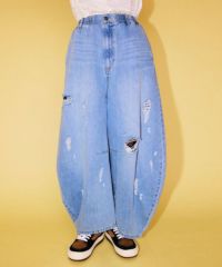 CURVE DAMAGE DENIM PANTS | Candy Stripper（キャンディ