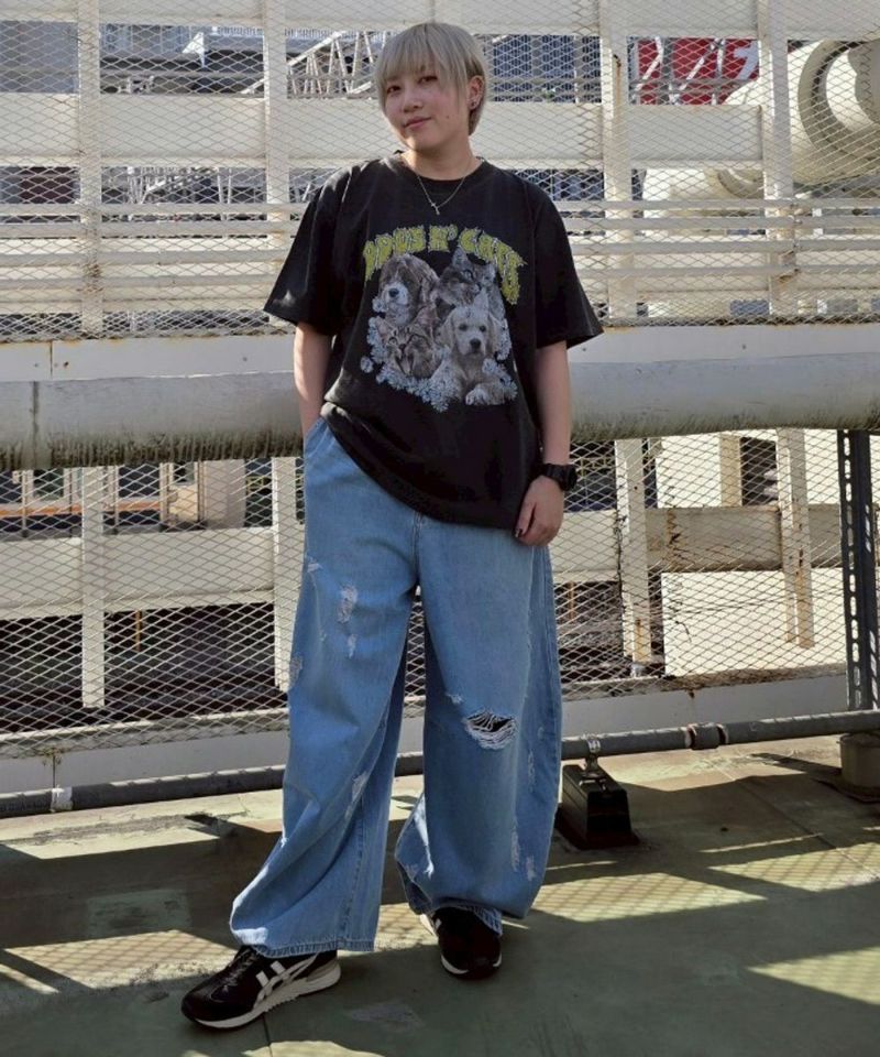 CURVE DAMAGE DENIM PANTS | Candy Stripper（キャンディ