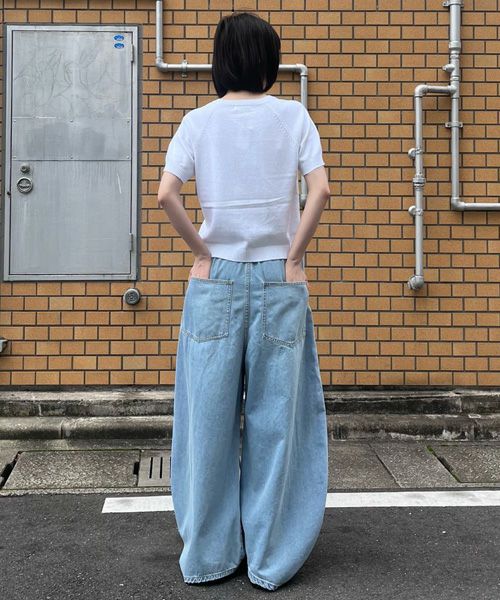 【EPNK】Curve damage denim pants EPNK】Curve damage denim pants / カーブダメージデニムパンツ