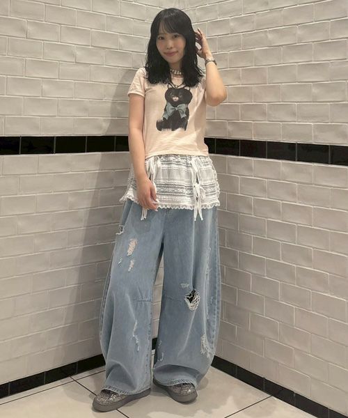 candystripperダメージデニムパンツ DAMAGE LAYERED DENIM PANTS | Candy Stripper（キャンディ