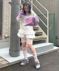 RIBBON SKIRT LAYERED PANTS | Candy Stripper（キャンディ