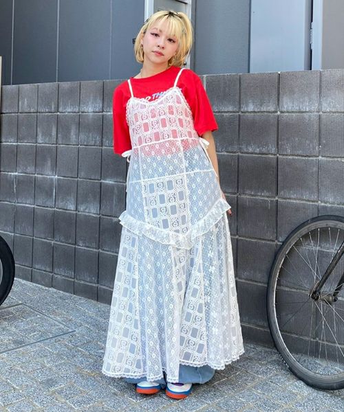 eaphi COTTON LACE PATCHWORK CAMIワンピース Eaphi cotton lace patchwork cami