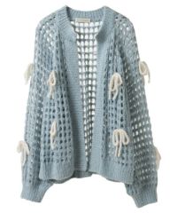 RIBBON MESH KNIT CARDIGAN | Candy Stripper（キャンディ