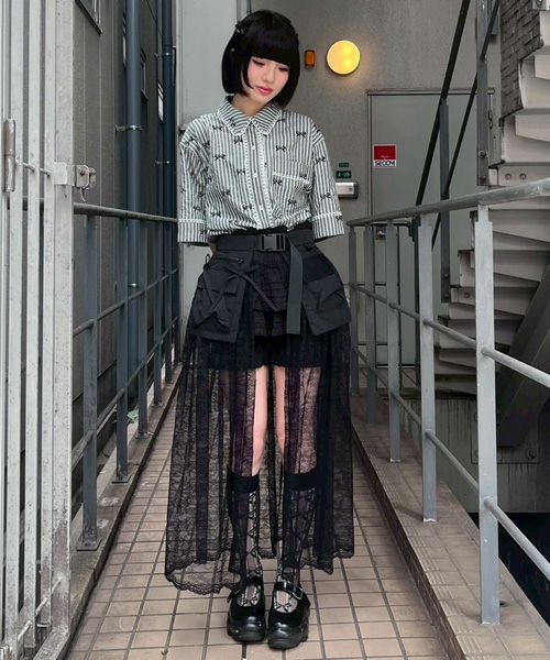 スカート TYPESERVICE Clean Lace Layered Wrap Skirt 5FT1204 SweatyRocks Women's Sheer Lace Wrap Skirts Tie Side Ruffle