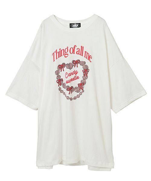 【未使用新品】CANDY SWEETIE BIG BIG Tシャツ ホワイト Candy Stripper tシャツ CANDY SWEETIE BIG Tシャツ レディース