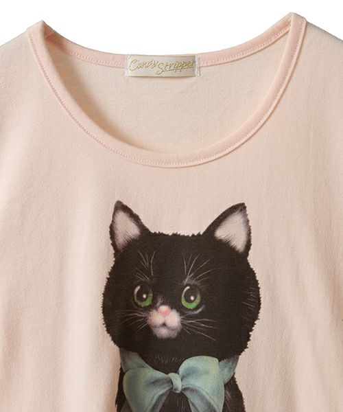 キャンディストリッパー ワッフル Tシャツ ワンピ 猫 ブラック BIG Candy Stripper - キャンディストリッパー ワッフル Tシャツ