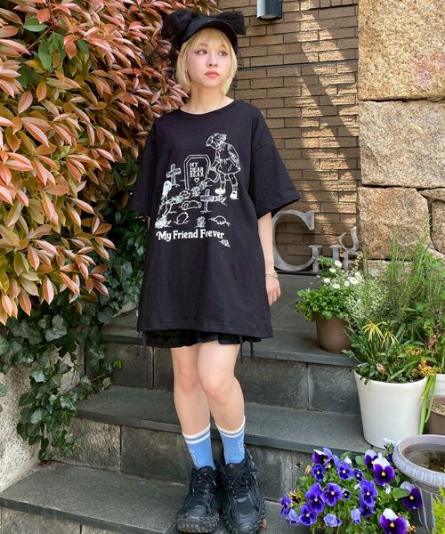 BEST FRIENDS FOREVER 半袖Tシャツ MY FRIEND FOREVER BIG TEE | Candy Stripper（キャンディ