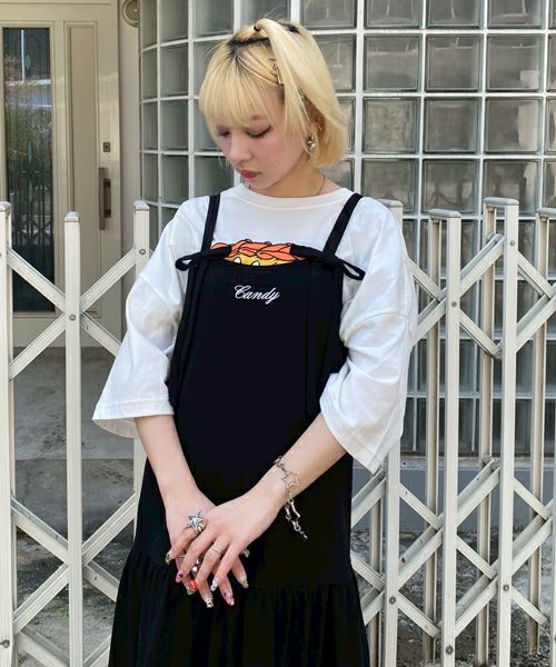 キャンディストリッパー　黒のリボン付きティアードワンピース Candy Stripper ワンピース RIBBON TIERED CAMI : ZOZOTOWN