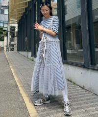 MULTI BORDER FLARE ONE-PIECE | Candy Stripper（キャンディ