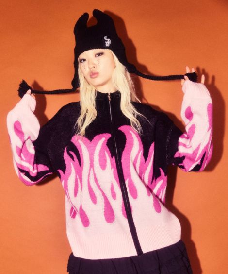 ニット/セーター Candy Stripper - Candy stripper POWERPUFF GIRLS LAME KNIT GLITTER RIBBON KNIT | Candy Stripper（キャンディ
