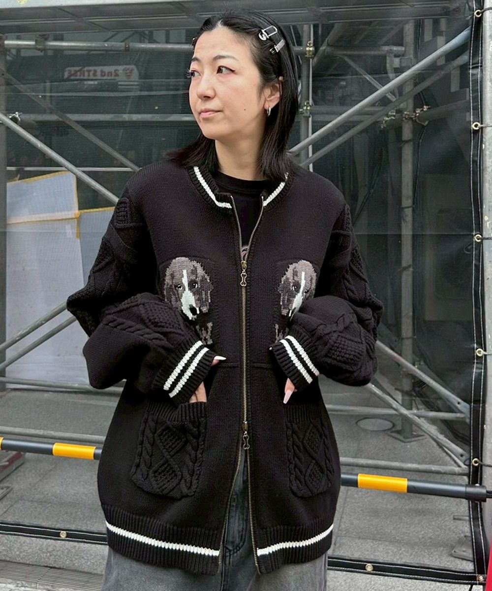 TWIN DOGS KNIT JUMPER | Candy Stripper（キャンディ ストリッパー