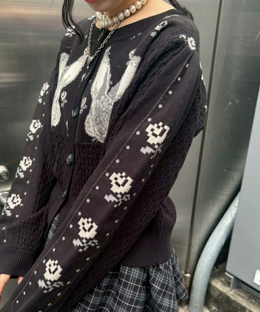 キャンディーストリッパー　FLOWER CROCHET KNIT カーディガン RABBIT FLOWER KNIT CARDIGAN | Candy Stripper（キャンディ