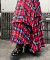 OVERLAP CHECK PLEATS SKIRT | Candy Stripper（キャンディ