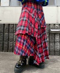 OVERLAP CHECK PLEATS SKIRT | Candy Stripper（キャンディ