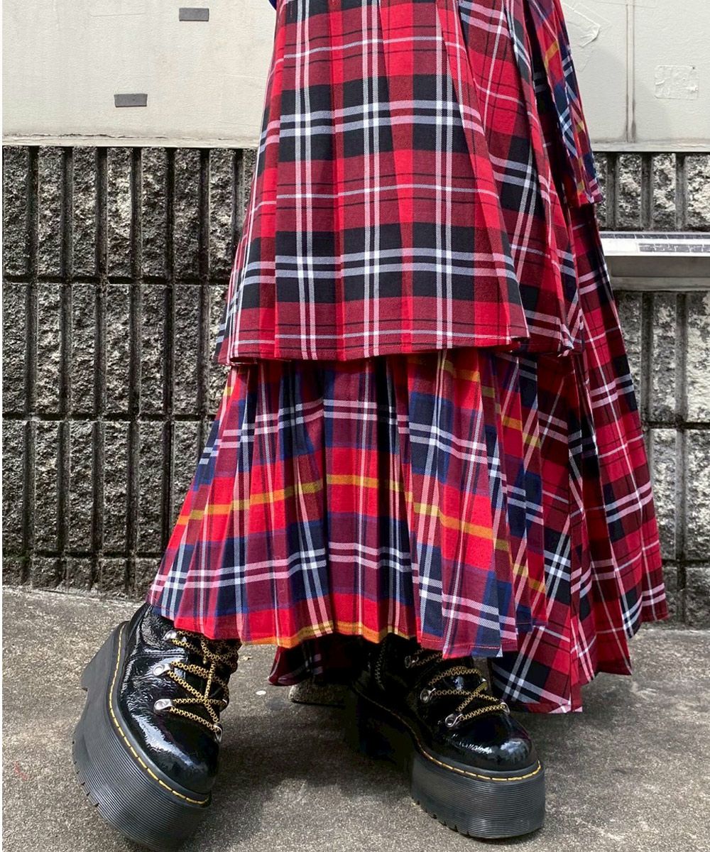 美品✨ キャンディストリッパー　切替 ロングスカート　チェック　ベルト　2 美品✨ キャンディストリッパー 切替 ロングスカート チェック
