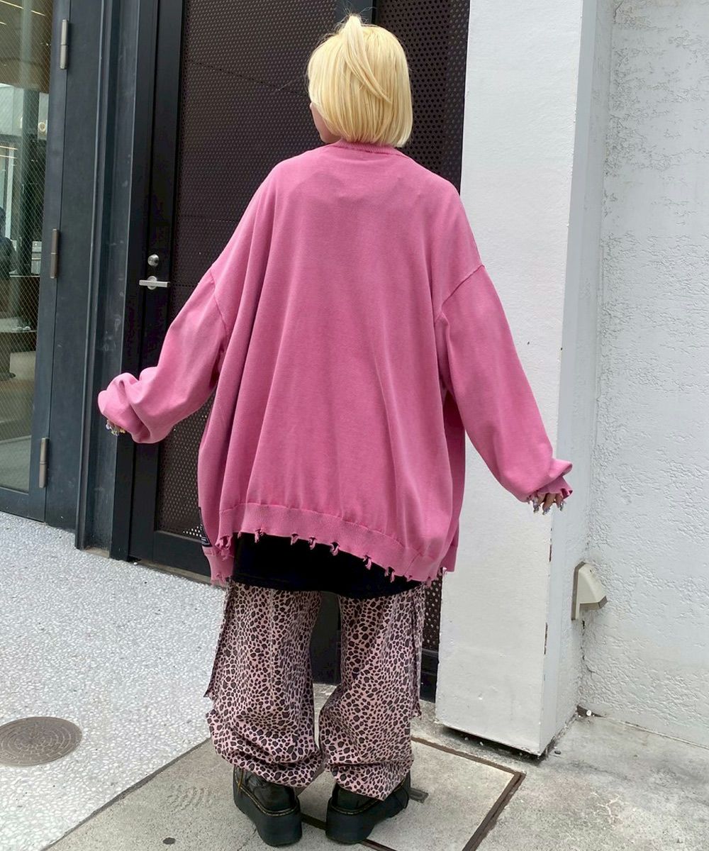 トップス DAMEGE PIGMENT KNIT CARDIGAN PIGMENT DAMAGE KNIT CARDIGAN | Candy Stripper(キャンディ