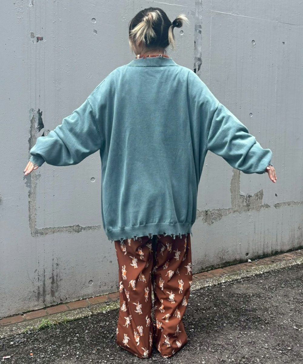 PIGMENT DAMAGE KNIT CARDIGAN | Candy Stripper（キャンディ