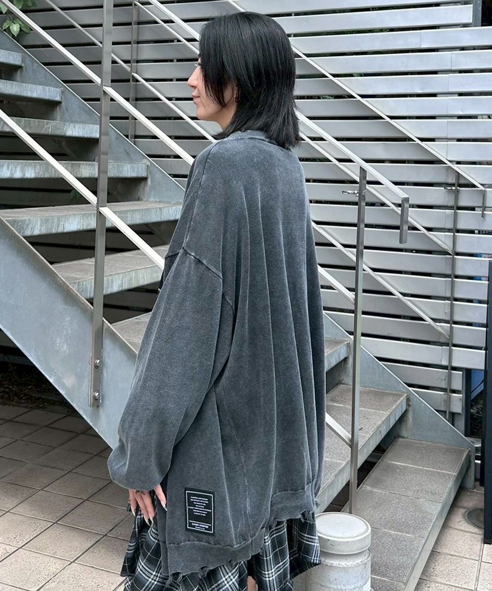 PIGMENT DAMAGE KNIT CARDIGAN | Candy Stripper（キャンディ