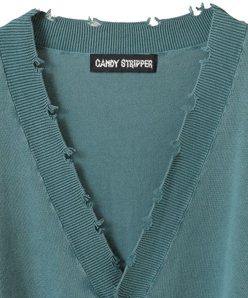 トップス DAMEGE PIGMENT KNIT CARDIGAN PIGMENT DAMAGE KNIT CARDIGAN | Candy Stripper（キャンディ
