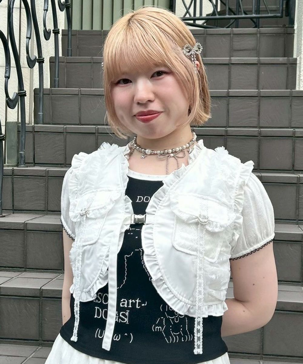 LACE FRILL POCKET VEST | Candy Stripper（キャンディ ストリッパー