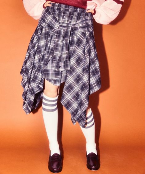 CHECK SHIRT WRAP SKIRT | Candy Stripper（キャンディ